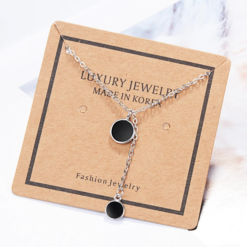Simple Fashion 925 Sterling Silver Necklace Pendant Tassel Necklace For Women Girl Trendy Gift S-n27