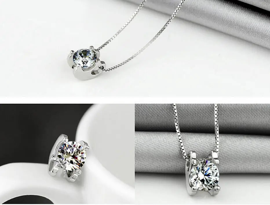 925 Sterling Silver Jewelry Square Shape AAA+ Zirconia Pendant Necklace For Women Gift 45cm Chain choker collares kolye S-N113