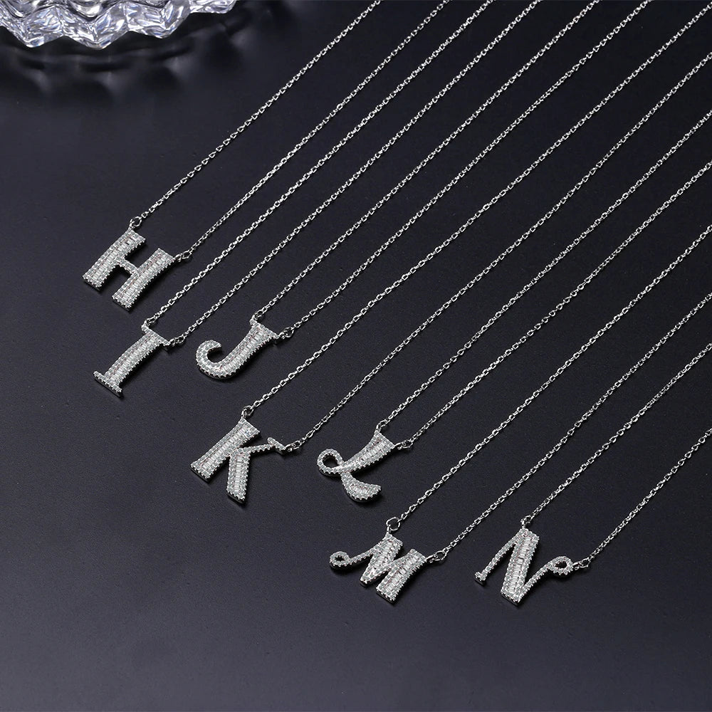 Luxury Letter Necklace For Women 925 Sterling Silver Alphabet Pendant Necklace Name Jewelry Best Friends Valentine's Day Bijoux