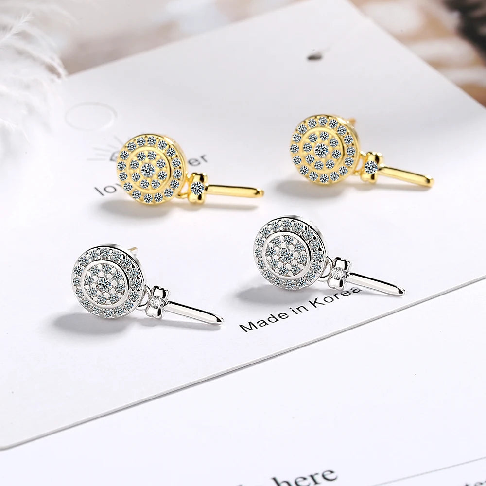 100% 925 Sterling Silver Women Jewelry Fashion Cute Tiny Asymmetric Candy Letter Stud Earrings For Daughter Girls DS584