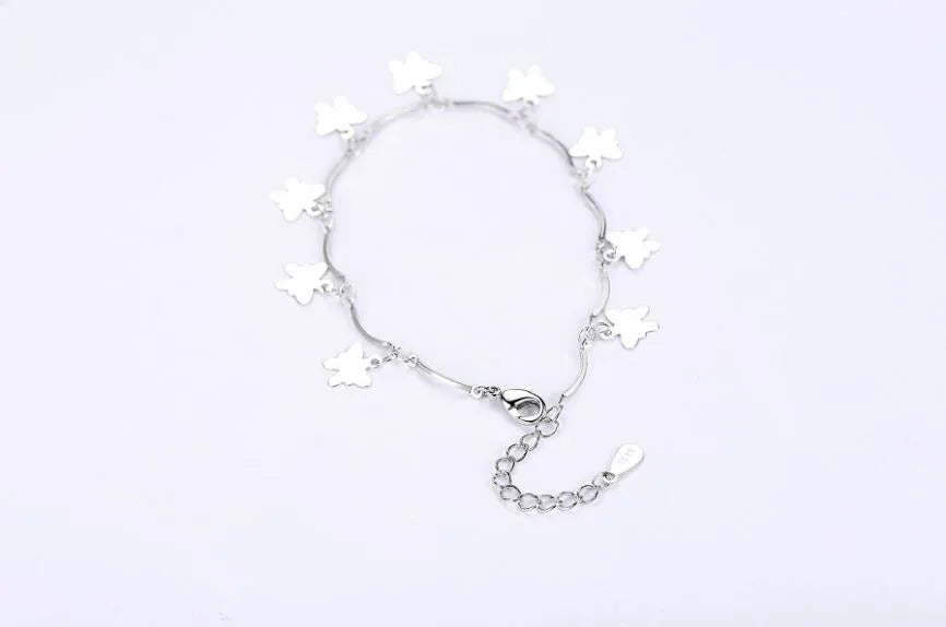 925 Sterling Silver Animal Bracelets & Bangles For Women Sterling-silver-jewelry Lovely Butterfly Bracelet pulseira S-B112