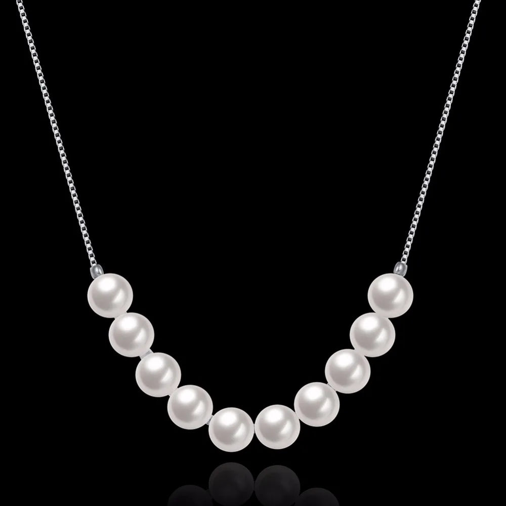 Lekani New Collection Genuine 925 Sterling Silver Love Friendship Family Freshwater Pearl Necklace Jewelry Bijoux