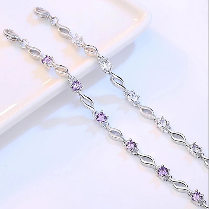 925 Sterling Silver Charms Bracelets For Women Crystal Zirconia Bracelet pulseira feminina Valentine's Day present S-B101