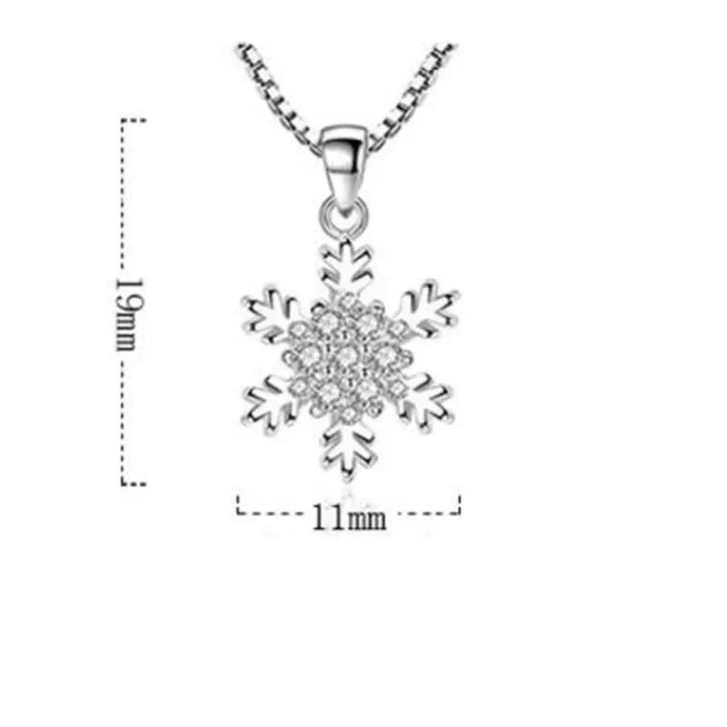 925 Sterling Silver Necklace For Women Zirconia Snowflake Necklaces & Pendants 45CM Chain Link Chain kolye collares S-N186