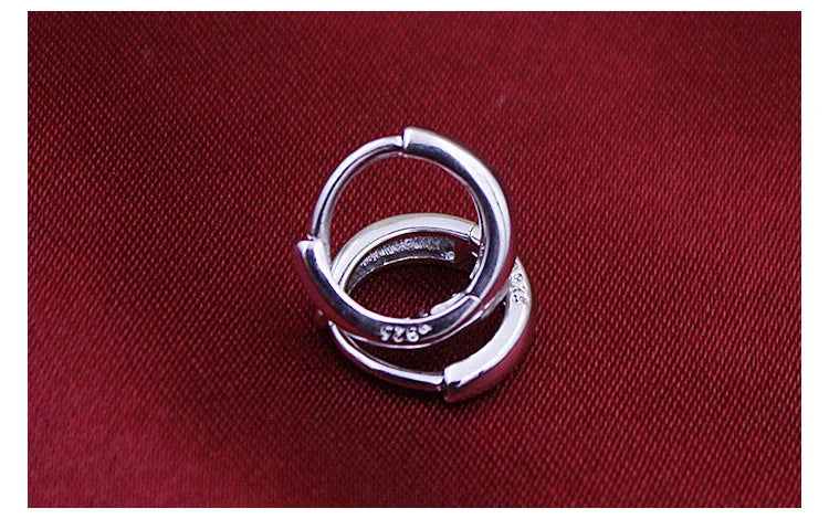 925 Sterling Sliver Loop Circles Wide Small Huggies Hoop Earrings For Women Girls Men Jewelry Anti-Allergic Aros Aretes Ohrringe