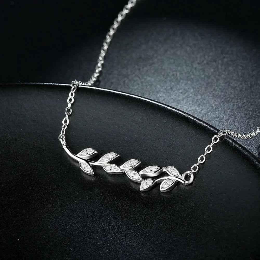 Lekani  New Arrival Luxury 925 Sterling Silver Olive Branch Pendant Necklace For Women Wedding Fine Jewelry Accessories