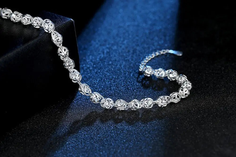 Hot Sale Hollow Ball Bracelet For Women Girl 925 Sterling Silver Bracelet Christmas Gift S-B201