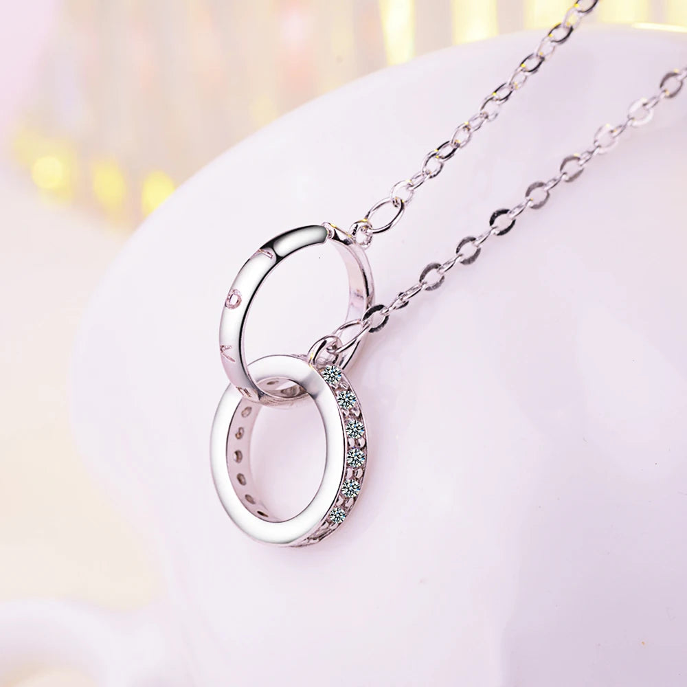 Free Shipping 925 Sterling Silver Circle Necklaces Pendants Women Necklaces&pendants Jewelry Collar Colar De Plata 925