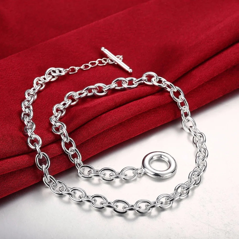 Lekani Men's Fine Jewelry Necklaces 18'' Width 8mm Necklace 925 stamp silver color Chram To Chain Colar De Prata Free Shipping