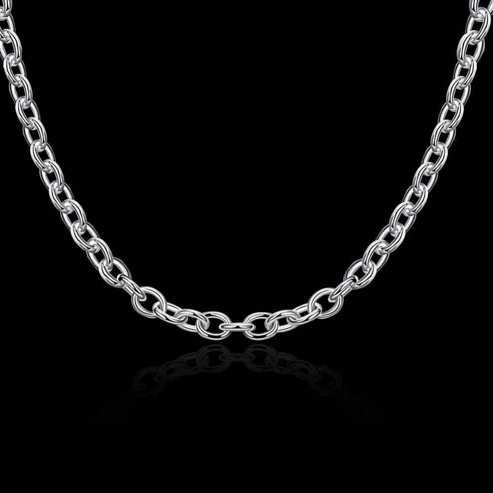 Lekani Men's Fine Jewelry Necklaces 18'' Width 8mm Necklace 925 stamp silver color Chram To Chain Colar De Prata Free Shipping