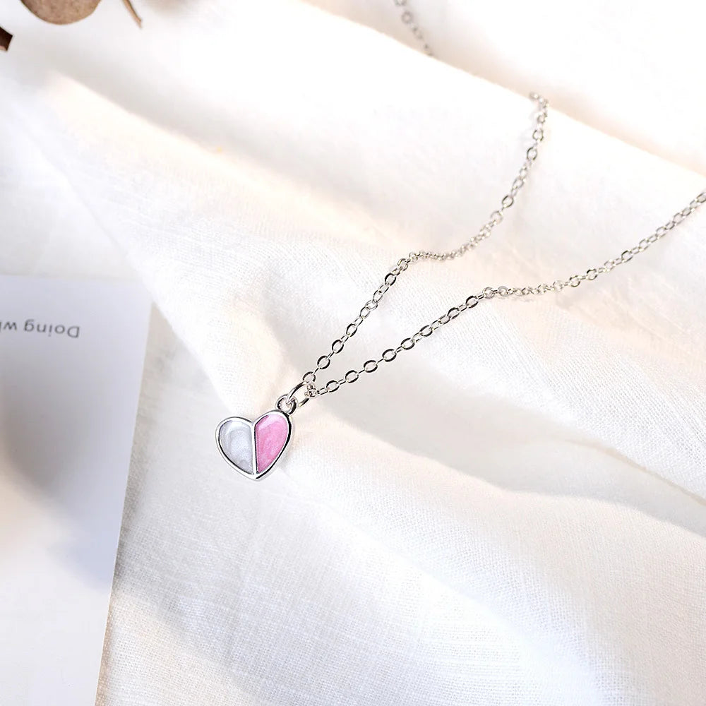 925 Sterling Silver Necklace Ice Cream Heart Chain Necklace For Women Girl collares choker Good Friend Gift S-N225