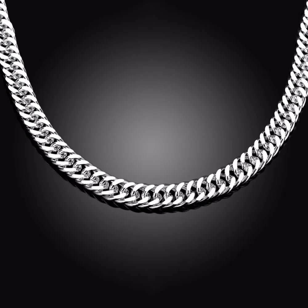 High Quality 10mm 20'' 50cm Men Necklace 925 Silver Link Chain Necklaces For Male Jewelry Party Gift