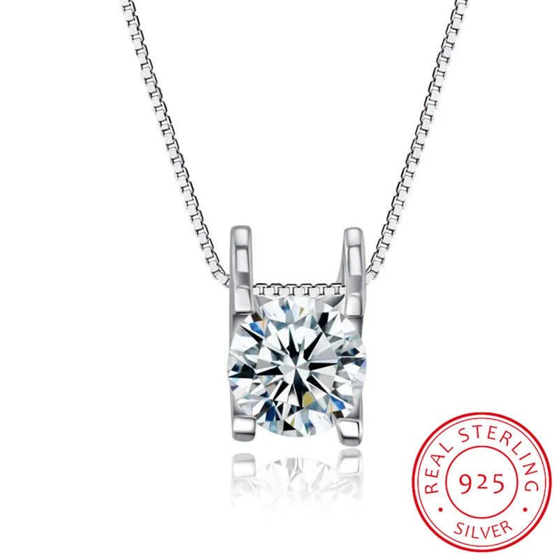 925 Sterling Silver Jewelry Square Shape AAA+ Zirconia Pendant Necklace For Women Gift 45cm Chain choker collares kolye S-N113