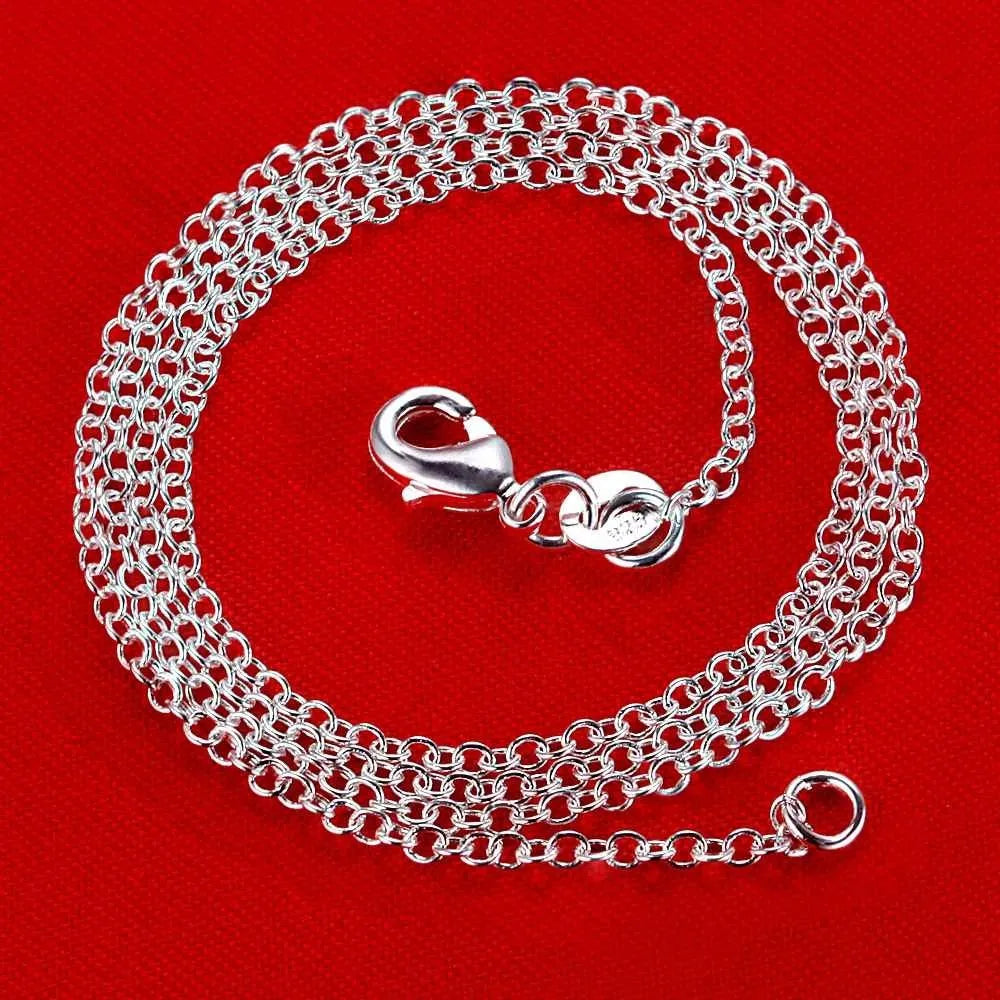 Wholesale 50pcs/lot 925 stamp silver color 1mm Link Rolo Chain 16",18" ,20",22",24 Inch,fashion Silver Chain 925 Women Jewelry
