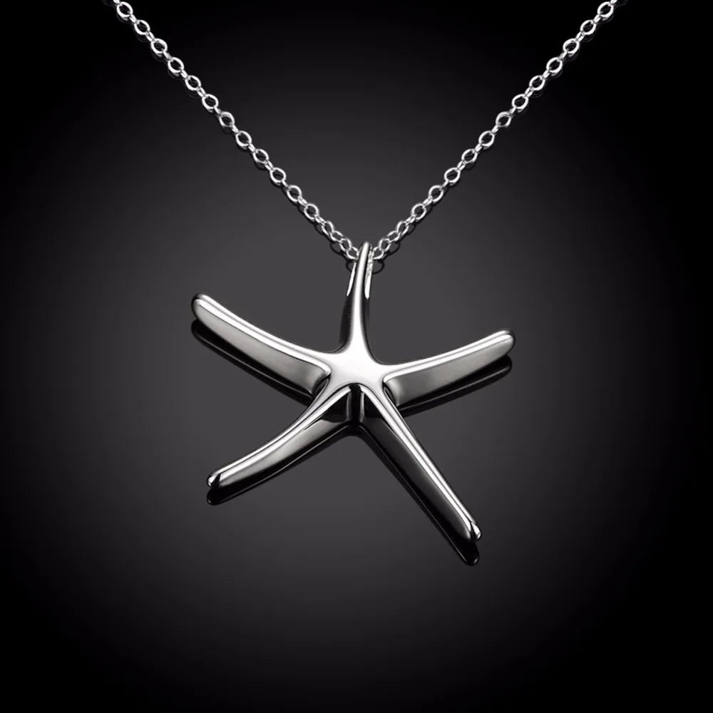 Lekani 1pcs Silver 925 Fashion Star Fish Necklace Pendant Necklace Wholesale Women Jewelry Necklace