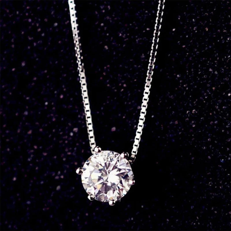 New Silver 925 Jewelry Round Zircon Super Bright Cubic Zirconia Fashion Pendant Necklaces For Women Sz10957r