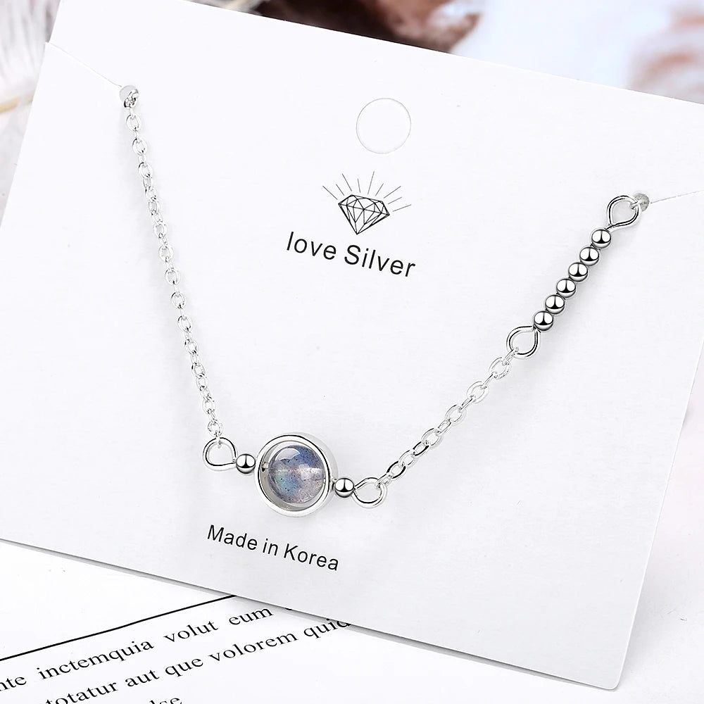 Handmade Moonstone Bracelet Circle Charm With Natural Crystal 925 Sterling Silver Beads Personalized Bracelets For Women