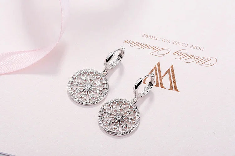 Original Creative Real 925 Sterling Silver Dreamcatcher Round Stud Earrings For Women Fashion Silver 925 Jewelry Gift E630