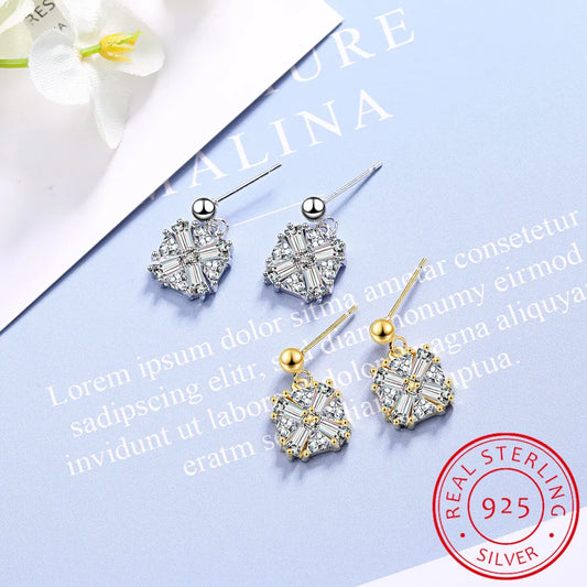 925 Sterling Silver Earrings Vintage Style Square Cubic Zirconia Stone Wedding Earrings Fine Jewelry Gift for Women(EA102021)