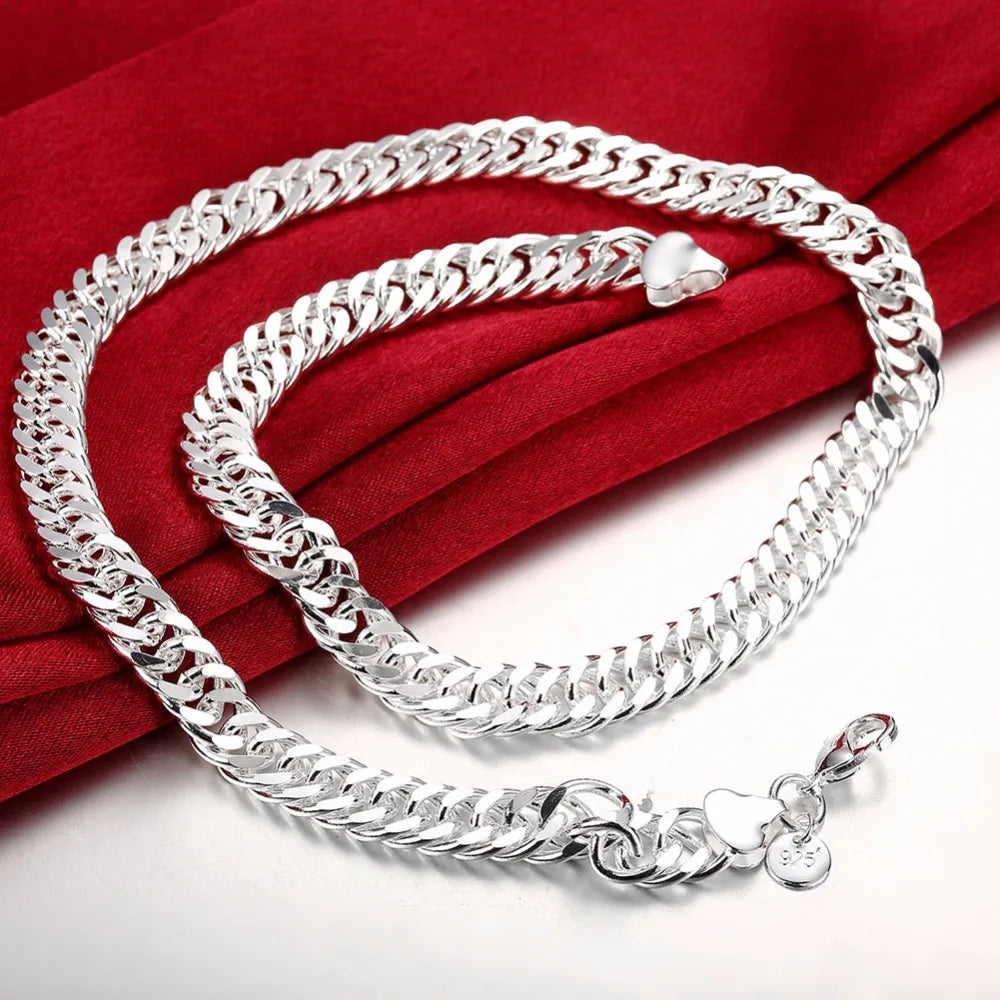 High Quality 10mm 20'' 50cm Men Necklace 925 Silver Link Chain Necklaces For Male Jewelry Party Gift