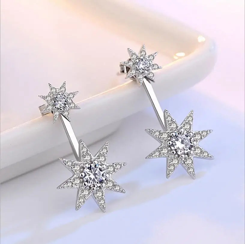 Newest Fashion 925 silver needle Sparkling Crystal Zirconia Starlight Piercing Stud Earrings For Women brincos S-E216