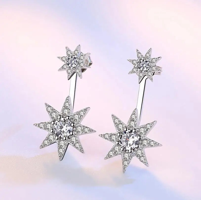 Newest Fashion 925 silver needle Sparkling Crystal Zirconia Starlight Piercing Stud Earrings For Women brincos S-E216