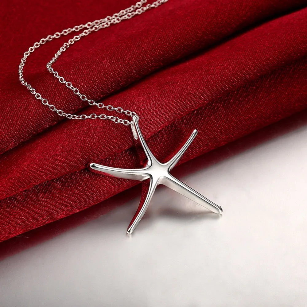 Lekani 1pcs Silver 925 Fashion Star Fish Necklace Pendant Necklace Wholesale Women Jewelry Necklace