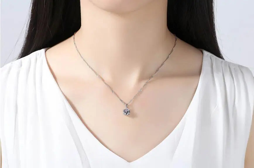 925 Sterling Silver Necklace AAA CZ Zirconia Pendant Necklace For Women Chain collares haddock Choker S-N46