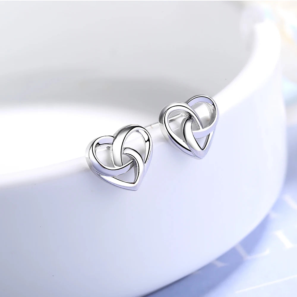 925 silver needle Knotted Hearts Stud Earrings for women 925 silver needle earing brincos earings fine  jewelry brinco