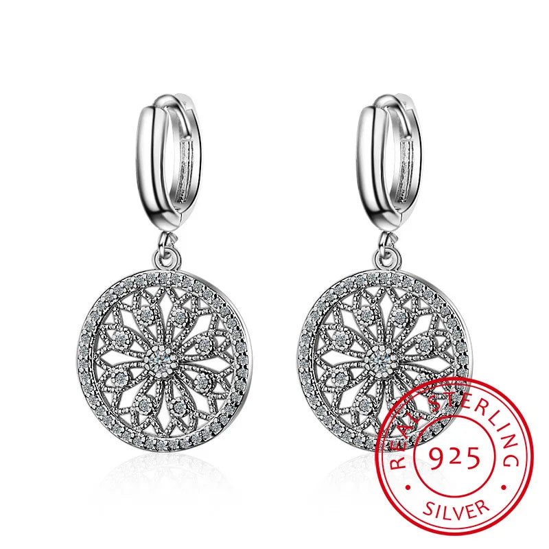 Original Creative Real 925 Sterling Silver Dreamcatcher Round Stud Earrings For Women Fashion Silver 925 Jewelry Gift E630