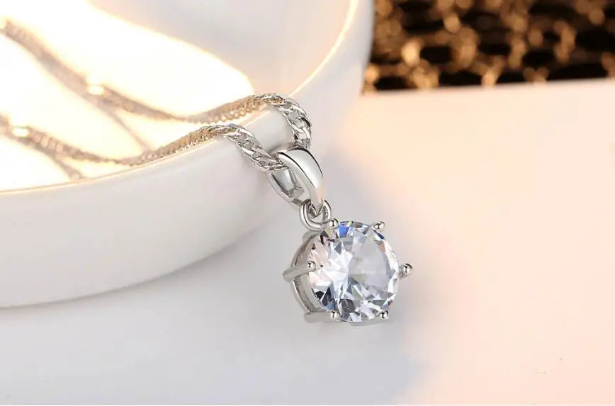 925 Sterling Silver Necklace AAA CZ Zirconia Pendant Necklace For Women Chain collares haddock Choker S-N46