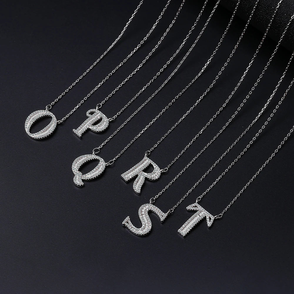 Fashion 26 Letters Pendants 5A Cz 925 Sterling silver Wedding Pendant with Necklaces for Women Wedding Party jewelry