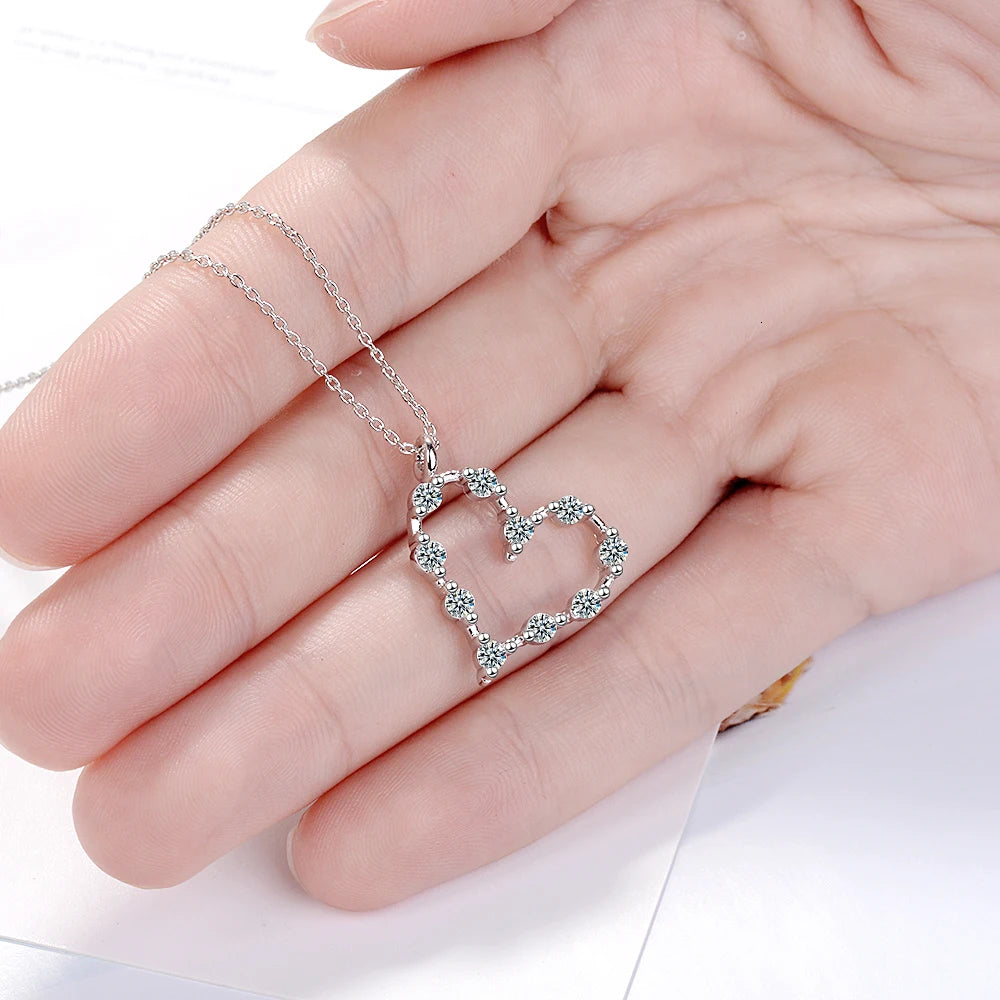 New Arrivals 925 Sterling Silver Chain Necklace Jewelry Rhinestone Heart Necklace Pendant Colgante Pingente De Plata