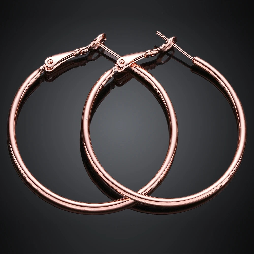 Yellow Or Rose Gold/silver Round Loop Big Large Circle Creole Hoop Earrings For Women Girls Fine Jewelry Pendientes Aros Gif