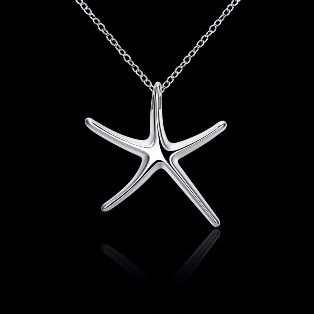 Lekani 1pcs Silver 925 Fashion Star Fish Necklace Pendant Necklace Wholesale Women Jewelry Necklace