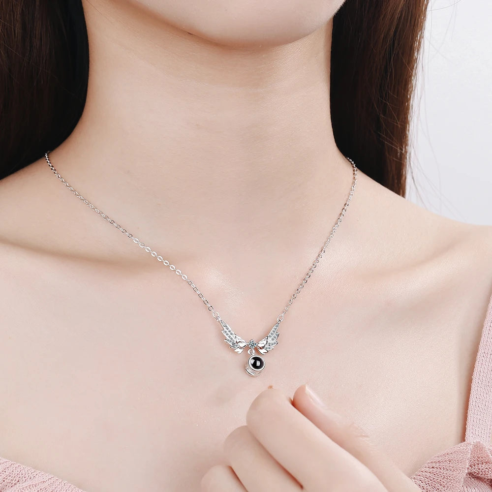 2019 New Drop Shipping 925 Sterling Silver Necklaces Zirconia Angel Wings Necklaces Fine Jewelry Collar Colar de Plata
