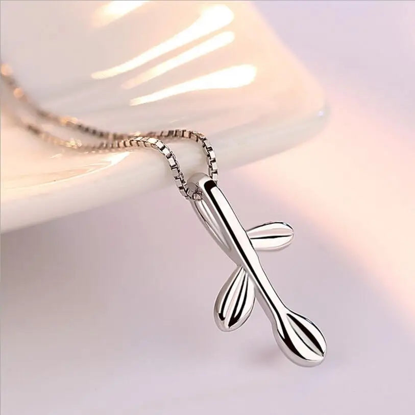 925 Sterling Silver Three Leaves Pendant Necklace For Women Gift 45cm Link Chain choker collares kolye S-N108