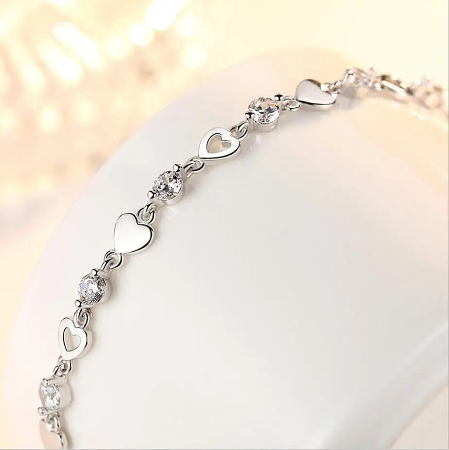 Charm Crystal Purple Female Bracelet Jewelry Fashion Girl 925 Silver Bracelets For Women Bride Wedding Engagement Bijou Gift