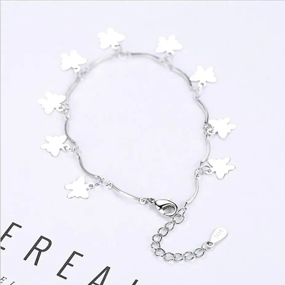 925 Sterling Silver Animal Bracelets & Bangles For Women Sterling-silver-jewelry Lovely Butterfly Bracelet pulseira S-B112