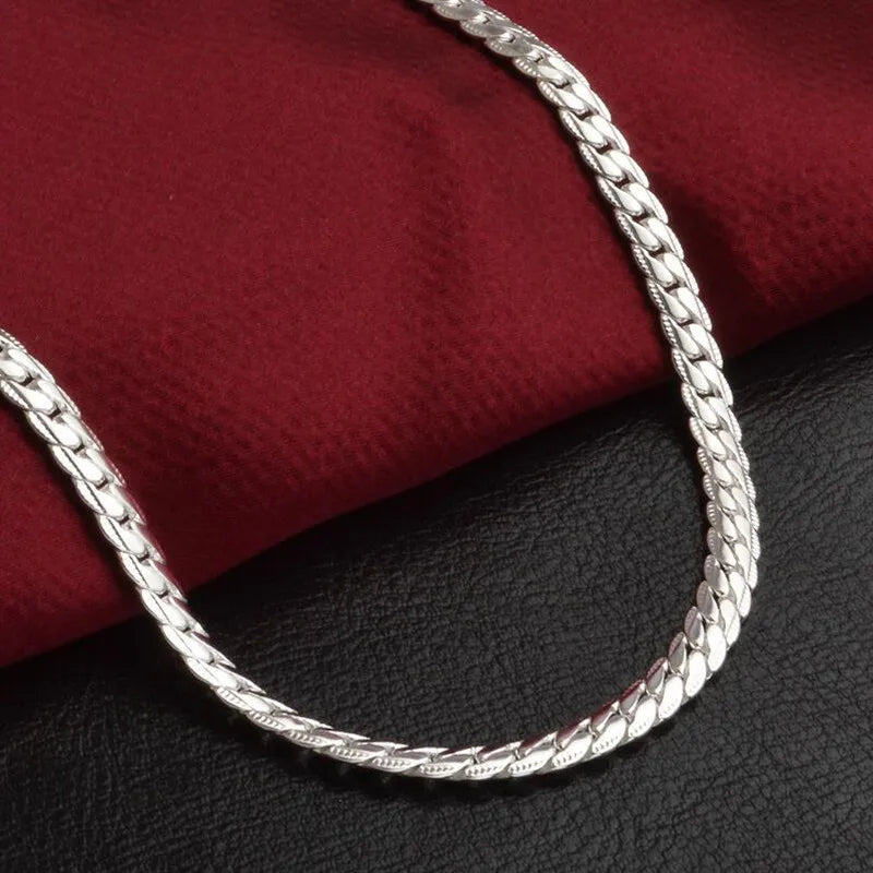 Necklace 5mm 50cm Men Jewelry Wholesale New Fashion 925 stamp silver color Big Long Wide Tendy Male Full Side Chain For Pendant