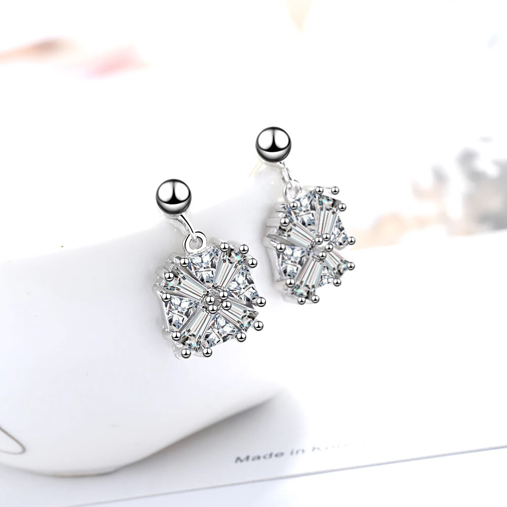 925 Sterling Silver Earrings Vintage Style Square Cubic Zirconia Stone Wedding Earrings Fine Jewelry Gift for Women(EA102021)