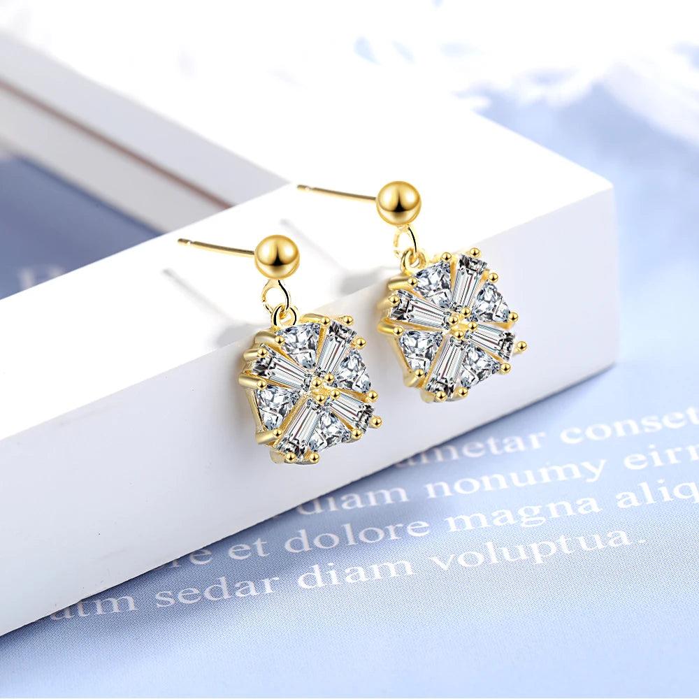 925 Sterling Silver Earrings Vintage Style Square Cubic Zirconia Stone Wedding Earrings Fine Jewelry Gift for Women(EA102021)