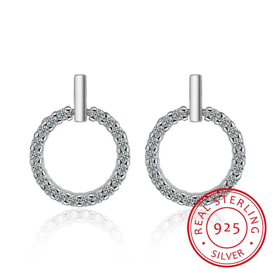 Pure Sterling Silver 925 Lovely Round Stud Earrings for Women with Tiny CZ Minimalist 925 Earrings Jewellery Gifts Bijoux