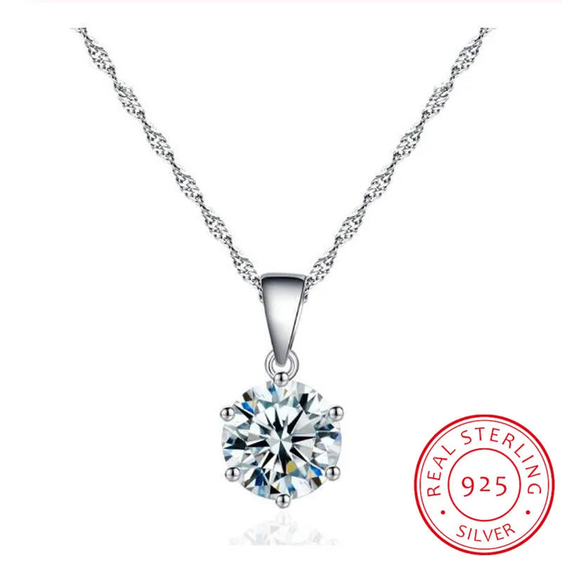 925 Sterling Silver Necklace AAA CZ Zirconia Pendant Necklace For Women Chain collares haddock Choker S-N46