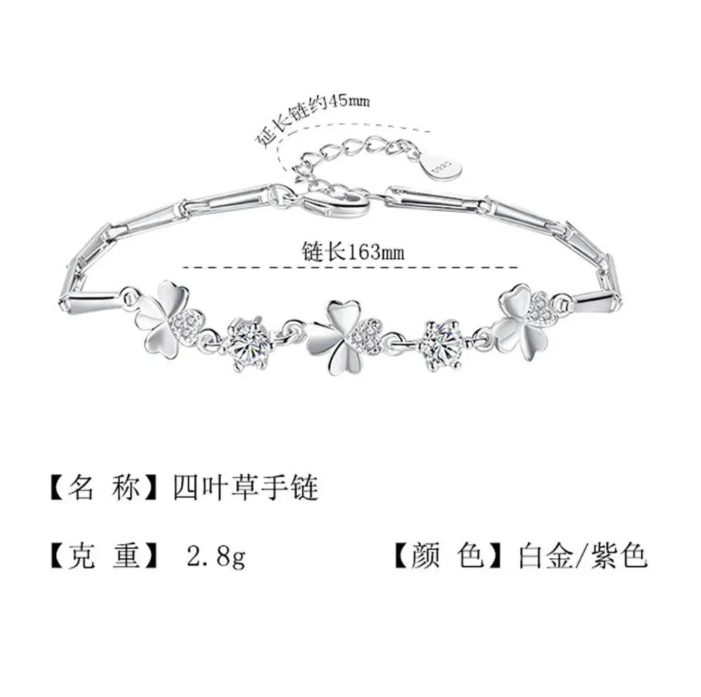 925 Sterling Silver Zirconia Good Luck Charms Bracelets For Women pulseira feminina Valentine's Day present S-B105