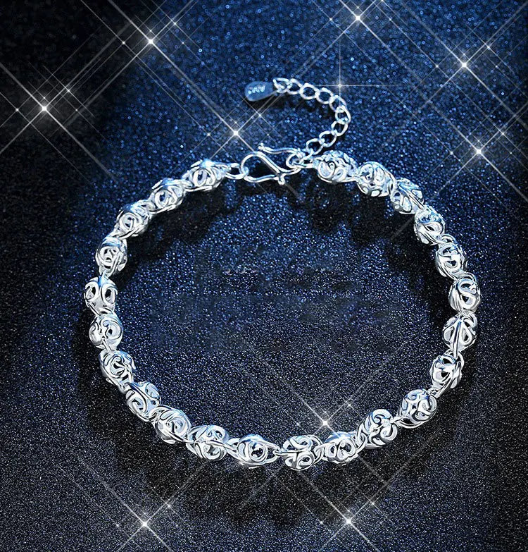 Hot Sale Hollow Ball Bracelet For Women Girl 925 Sterling Silver Bracelet Christmas Gift S-B201