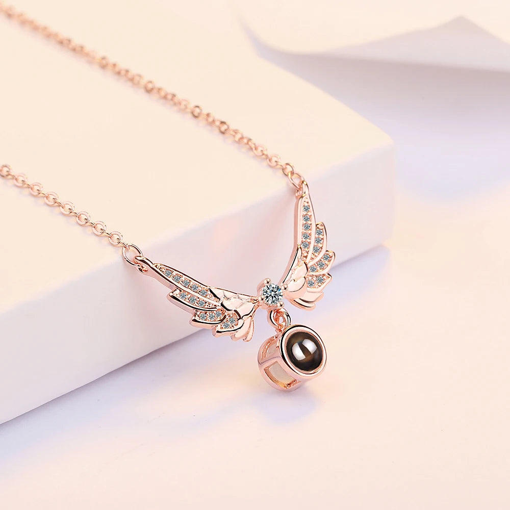 2019 New Drop Shipping 925 Sterling Silver Necklaces Zirconia Angel Wings Necklaces Fine Jewelry Collar Colar de Plata