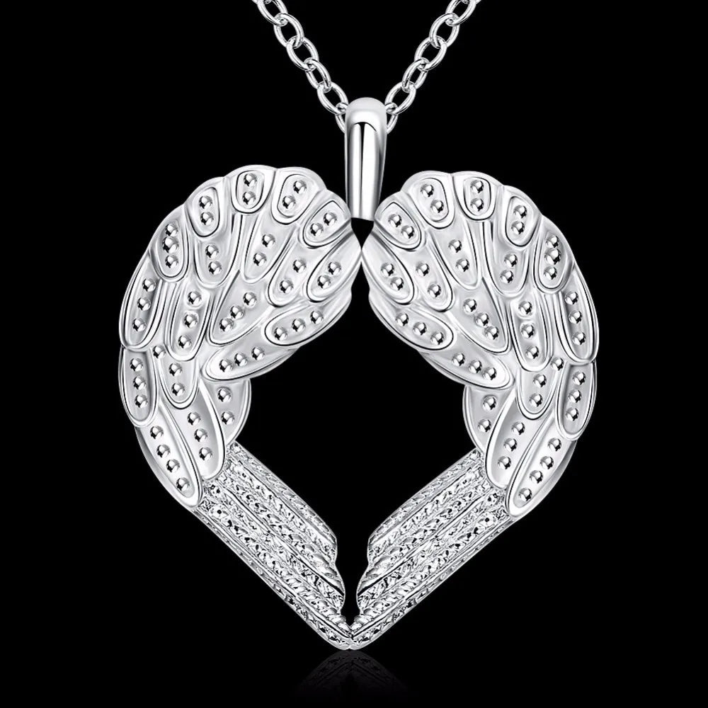 Lekani Romantic Angel Wings 925 Sterling Silver Necklaces & Pendants For Women Prevent Allergy Lady Cubic Zirconia Jewelry