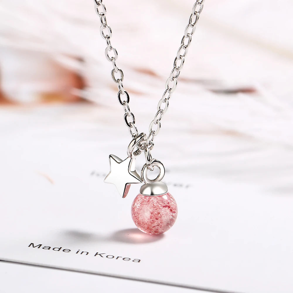 Hot Fashion 925 Sterling Silver Bracelets & Bangles Bead Strawberry Crystal Star Charm Bracelet Pulseira Feminina Fine Jewelry