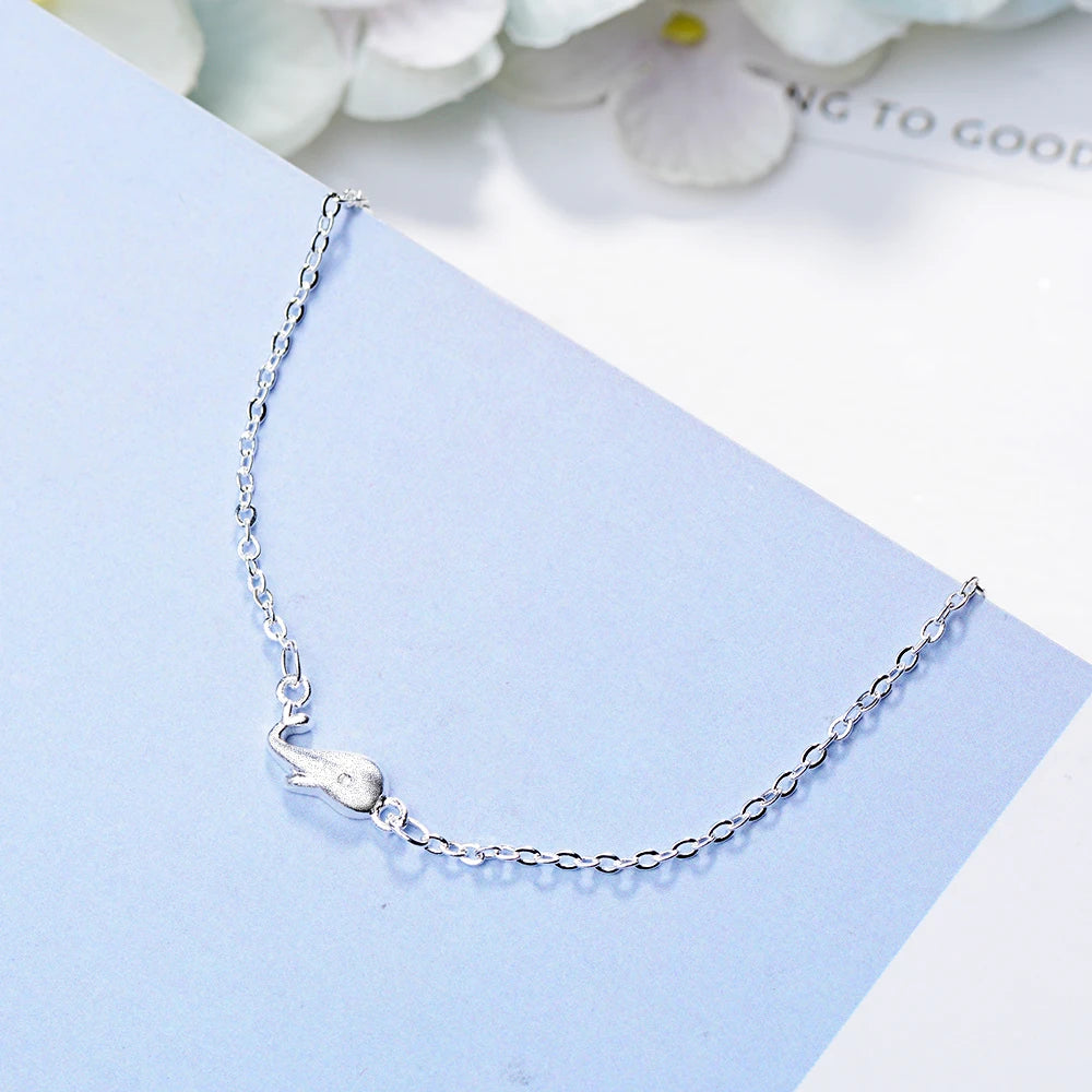 Hot Sell 925 Sterling Silver Small Dolphin Chain Bracelet Animal Adjustable Charm Bracelets & Bangle For Women Girl Kids Gifts